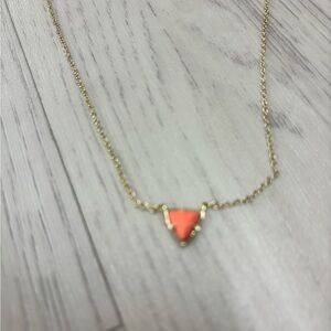 Kendra Scott Gold Necklace with Triangular Orange Pendant